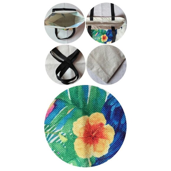 Wine Bottle Print Shopping & Travel Jute Tote Handbag - Picture 4 of 4